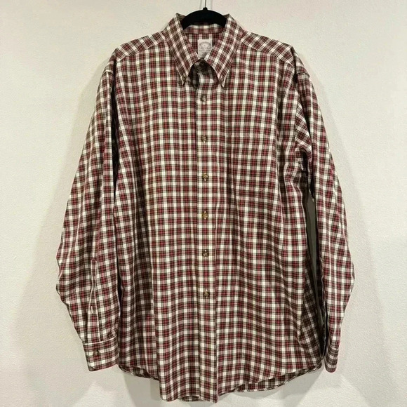 Brooks Brothers The Original Polo Shirt Plaid Regular Fit Non Iron L - Picture 1 of 8